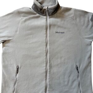 Marmot Polartec Fleece Jacket Mens XXL Grey Full Zip Mock Neck Hiking Outdoor